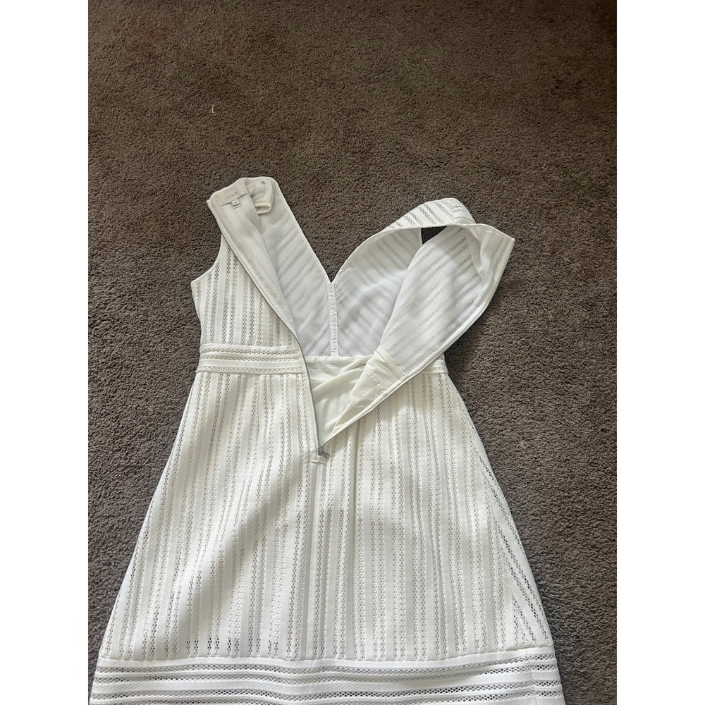 J.Crew White Eyelet Lace V-Neck Fit and Flare Dress Sleeveless Size 12 G4122 - Picture 5 of 9